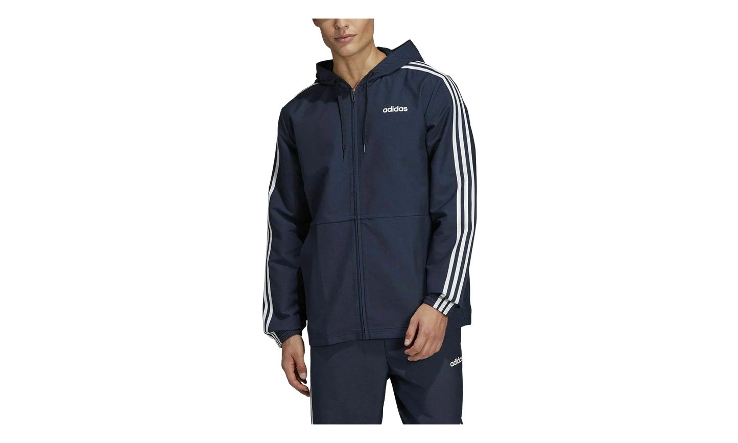 Essentials 3-Stripes Woven Windbreaker Jacket "Navy Blue" DU0461