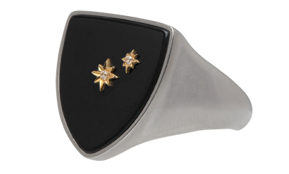Star Detailed Signet Ring "Silver/ Gold" SM1UQ0106P6478964