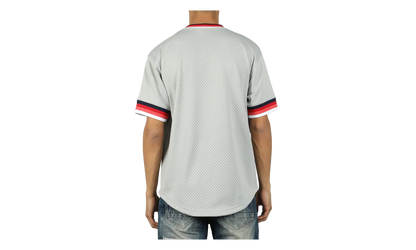 MLB Mesh V-Neck Tee "Boston Red Sox - Grey" MSPOAJ18001 BRSGREY1