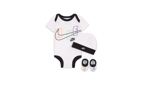 Baby Bodysuit, Hat and Booties 3-PC Box Set "White / Black" NN0648 001