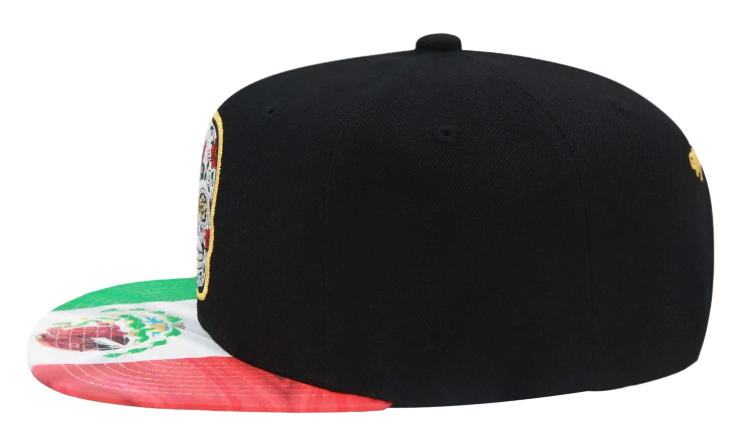 Branded Sugar Skull Snapback Cap "Mexican Flag - Black" 6HSSTD17414 MNNBLCK