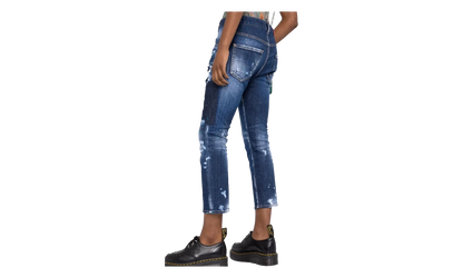 Dark Tiffany Spots Wash Cool Girl Cropped Jeans WMNS "Blue" S72LB0548S30342470