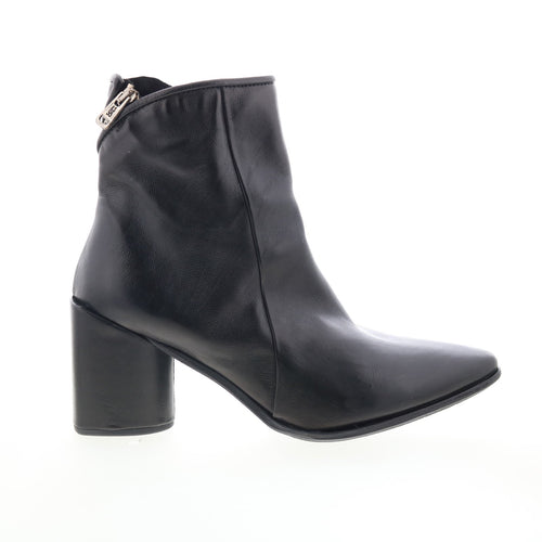 Earl Womens Black Leather Zipper Ankle & Booties Boots