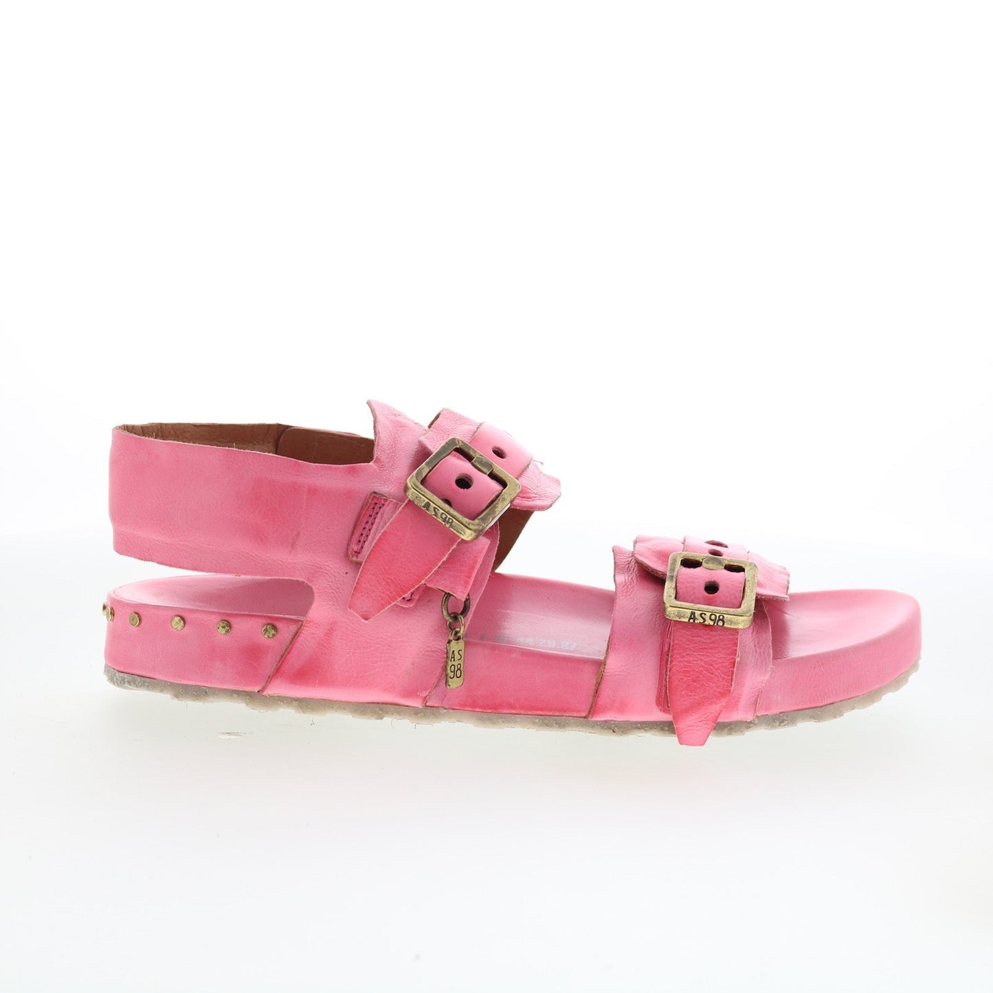 Eastman Womens Pink Leather Hook & Loop Strap Sandals Shoes