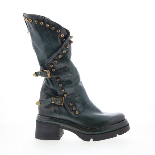 Easton Womens Green Leather Zipper Casual Dress Boots