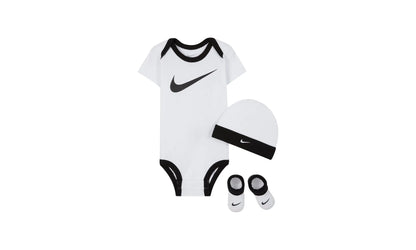 Baby Bodysuit, Hat and Booties 3-PC Box Set "White / Black" MN0072 001