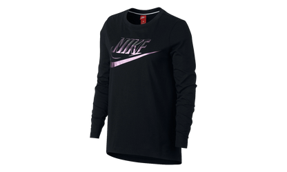 Foil Swoosh Logo Long Sleeve T-Shirt WMNS"Black/ Purple" 874120 010