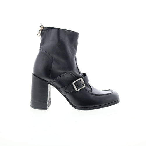 Eddie Womens Black Leather Zipper Casual Dress Boots