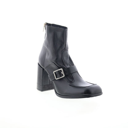 Eddie Womens Black Leather Zipper Casual Dress Boots