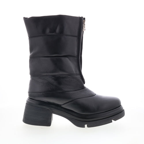 Edwin Womens Black Leather Zipper Casual Dress Boots
