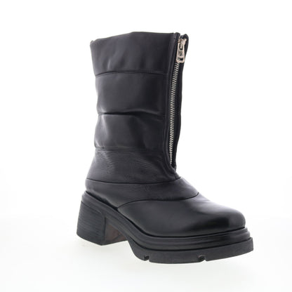 Edwin Womens Black Leather Zipper Casual Dress Boots