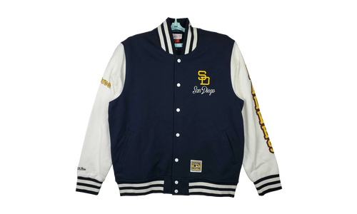 MLB Washed Fleece Varsity Jacket "San Diego Padres - White" JK9077 SDPWHIT