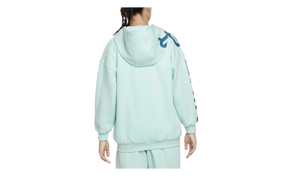 Air Club Fleece Girls' Oversized Full-Zip Hoodie GS "Jade Ice / Geode Teal" FD2960 346
