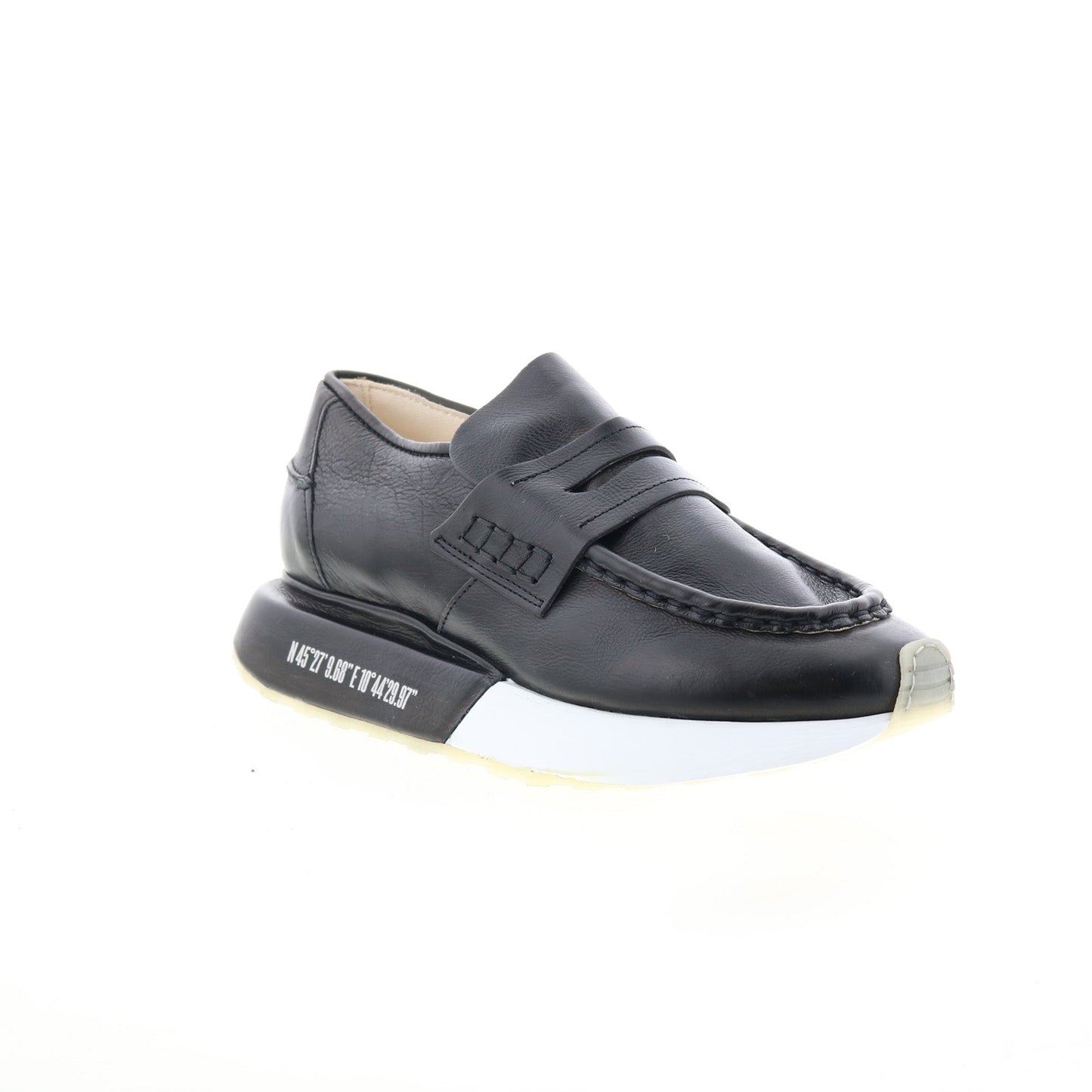 Elian Womens Black Leather Slip On Lifestyle Sneakers Shoes