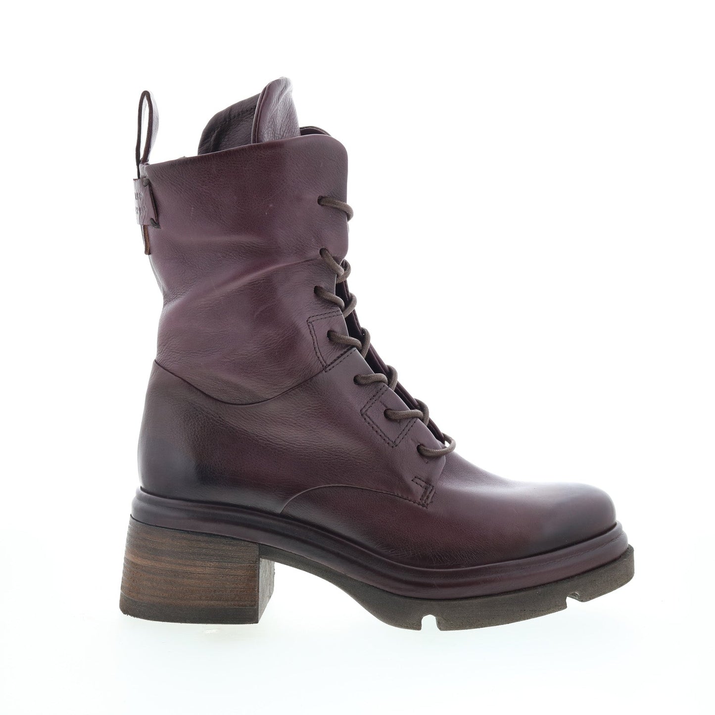 Elvin Womens Purple Leather Lace Up Casual Dress Boots