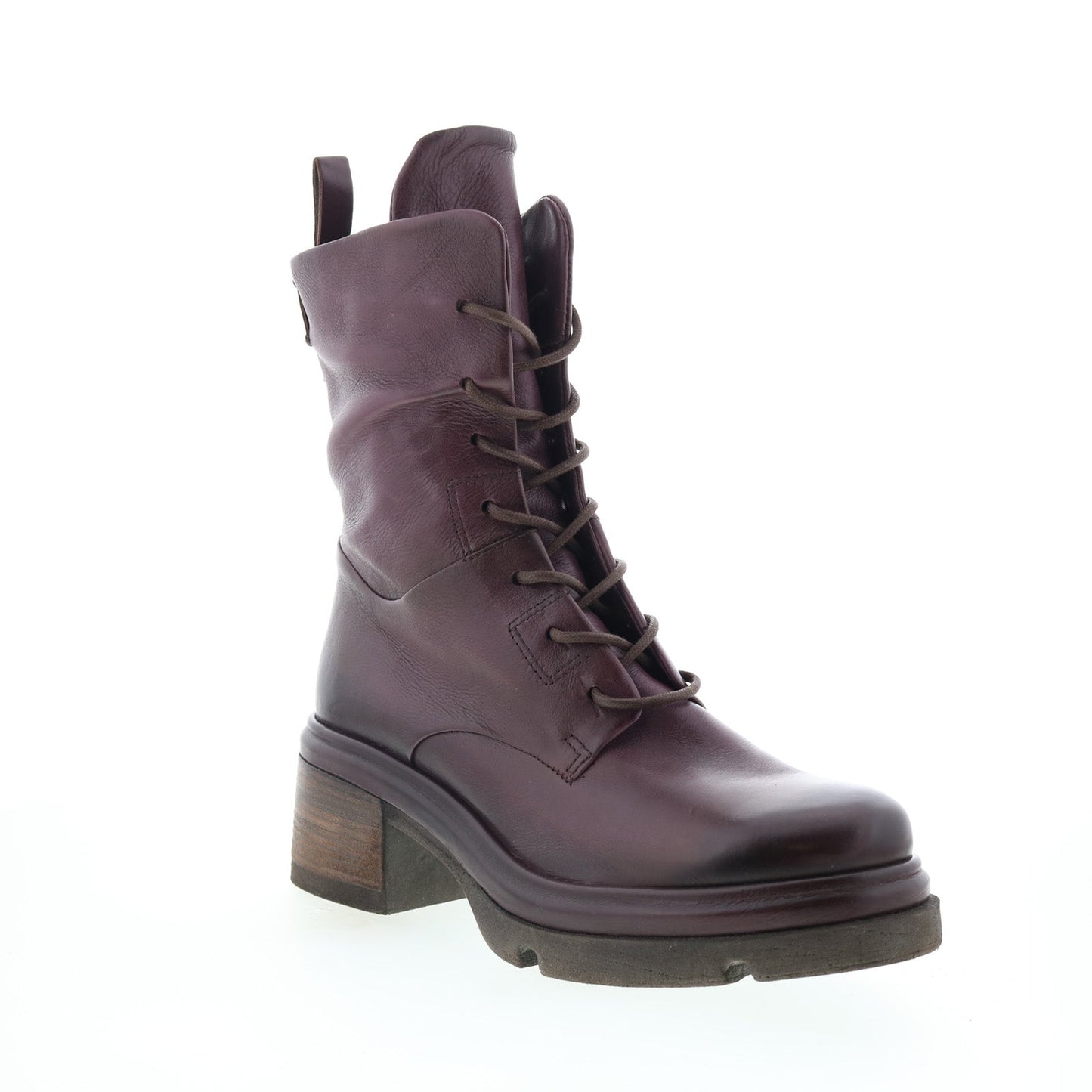 Elvin Womens Purple Leather Lace Up Casual Dress Boots