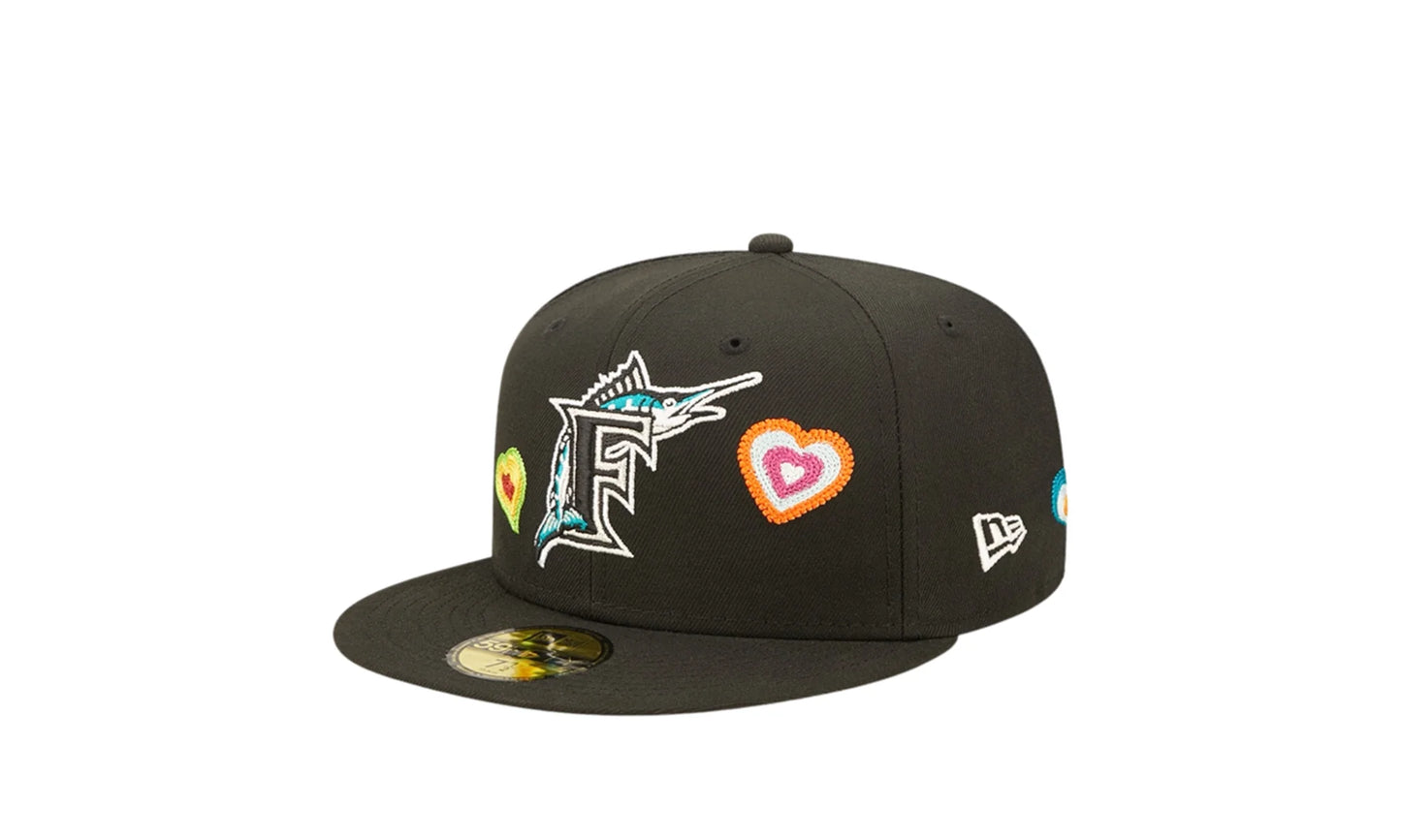59Fifty MLB Florida Marlins C/S Hearts Fitted Hat "Black" 60288216