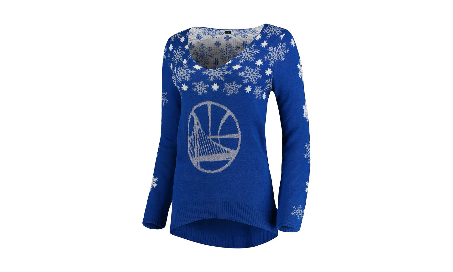 NBA Golden State Warriors V-Neck Sweater WMNS "Snowflake - Blue" STA0618 00001
