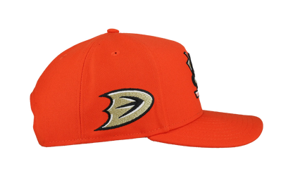 9FIFTY Anaheim Mighty Ducks Team Color A Frame Snapback Hat "Red - Grey Brim" NE464