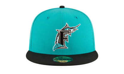 59FIFTY Florida Marlins Basics 1997 World Series Patch Fitted Hat "Nitro Teal / Black" 123451289605