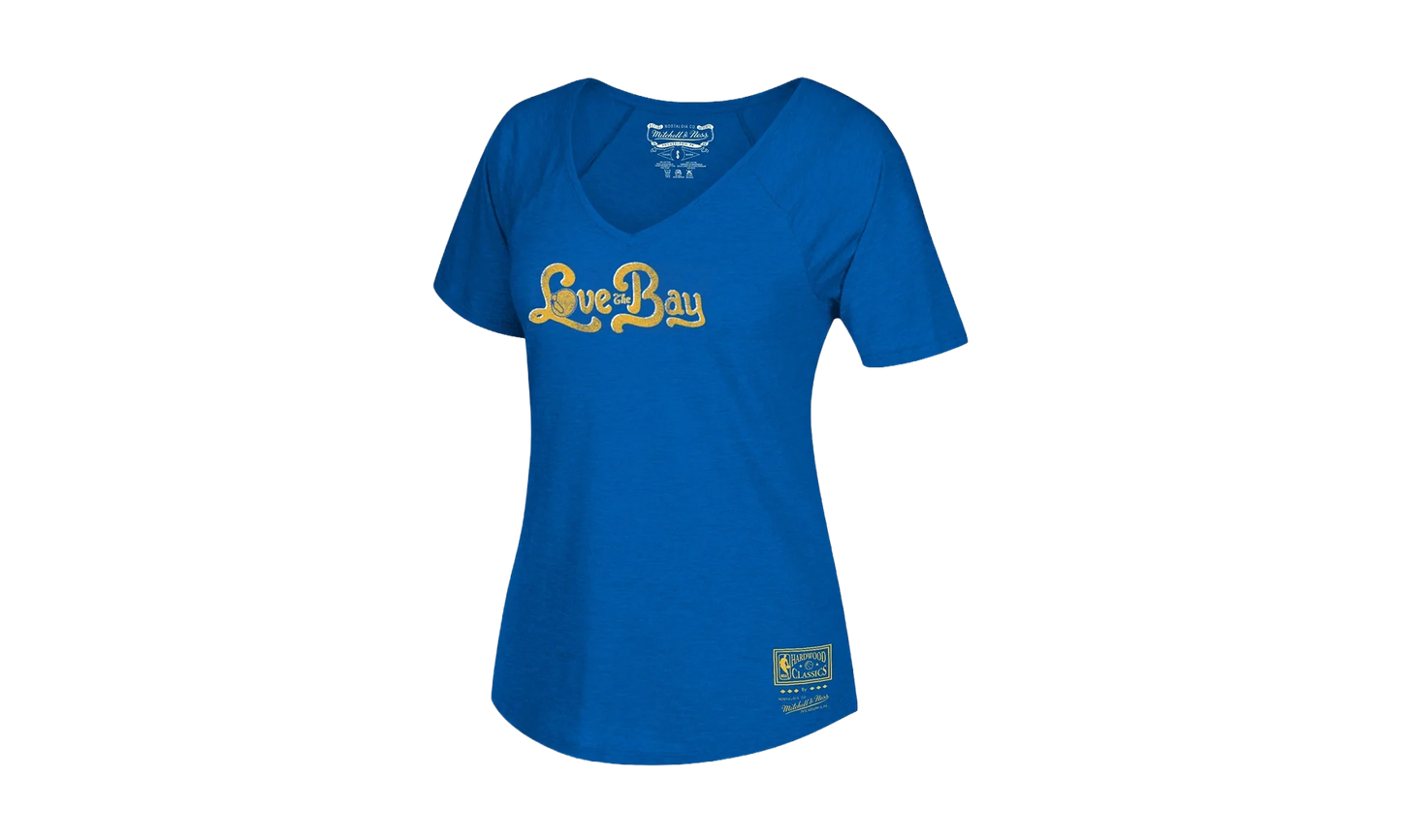 NBA Love The Bay V-Neck T-Shirt WMNS "Golden State Warriors - Royal" BWVTBA18253 GSWROYA