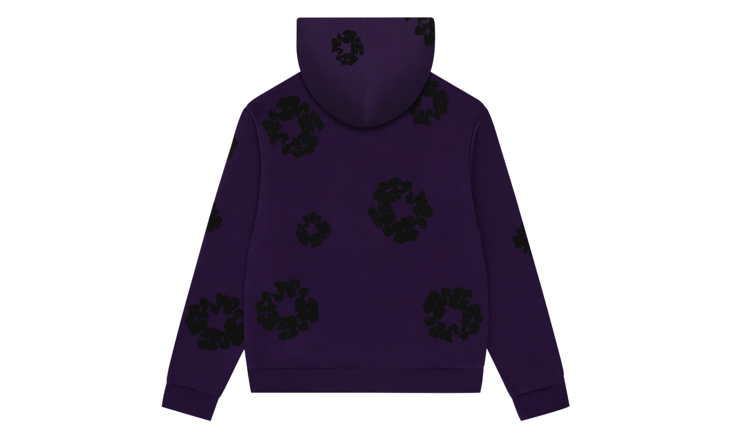 Black Cotton Wreath Hoodie "Purple" DT354
