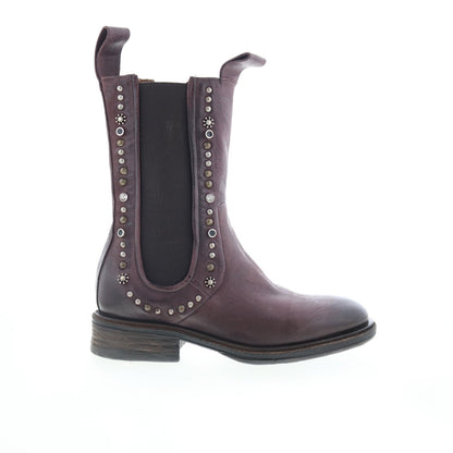 Faris Womens Brown Leather Slip On Casual Dress Boots