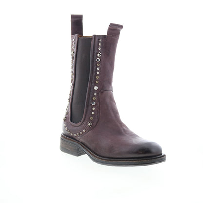 Faris Womens Brown Leather Slip On Casual Dress Boots