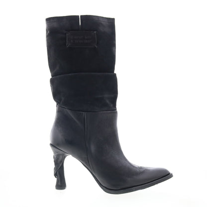 Faron Womens Black Leather Zipper Casual Dress Boots