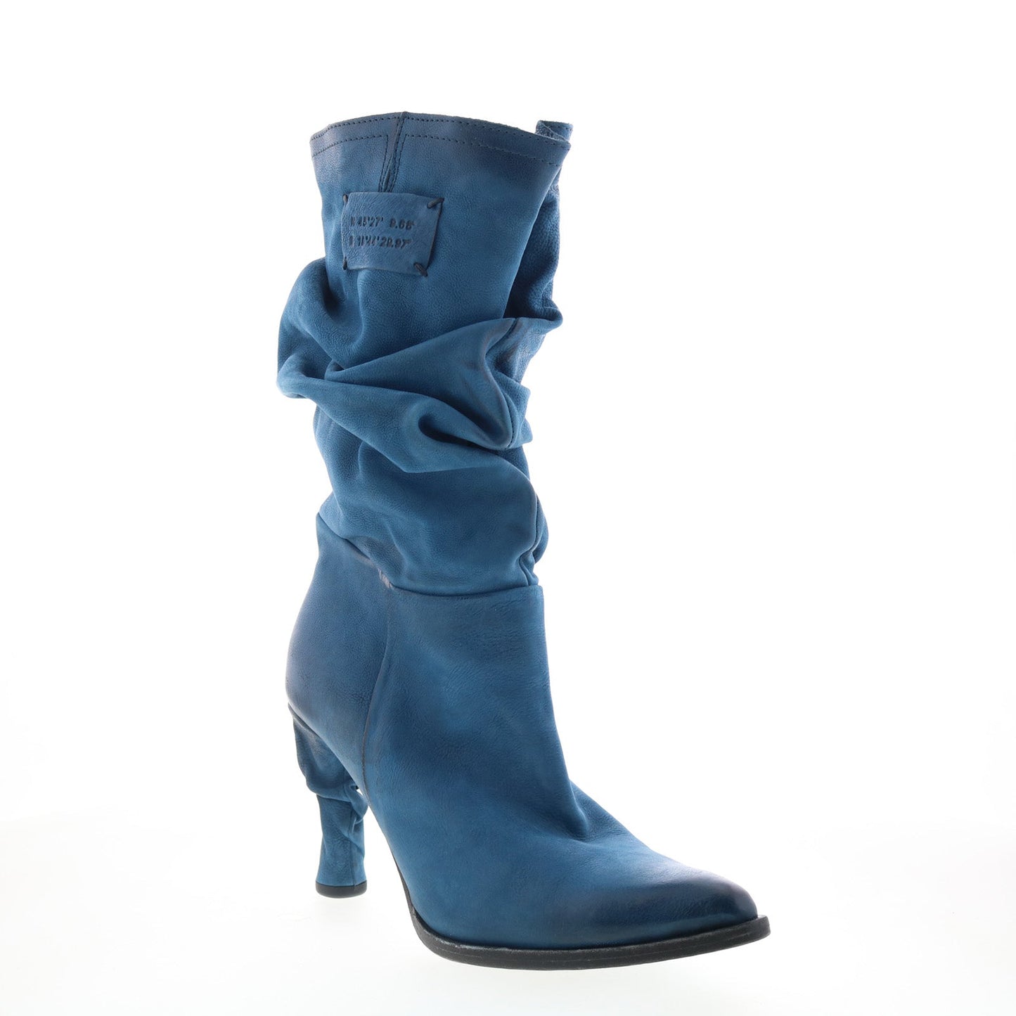 Faron Womens Blue Leather Zipper Casual Dress Boots
