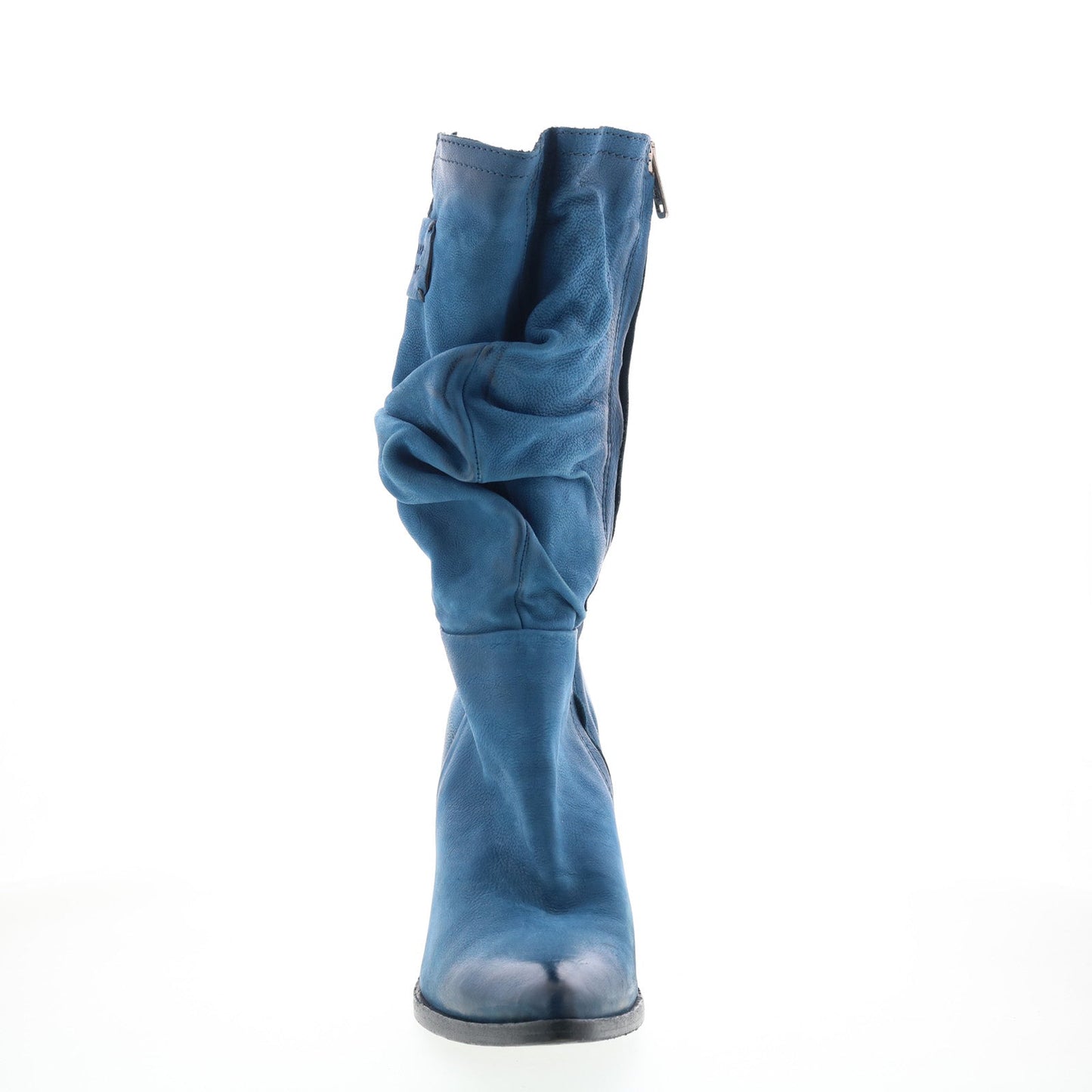 Faron Womens Blue Leather Zipper Casual Dress Boots