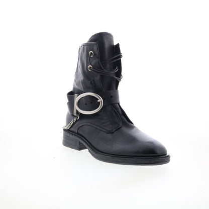 Faust Womens Black Leather Zipper Casual Dress Boots