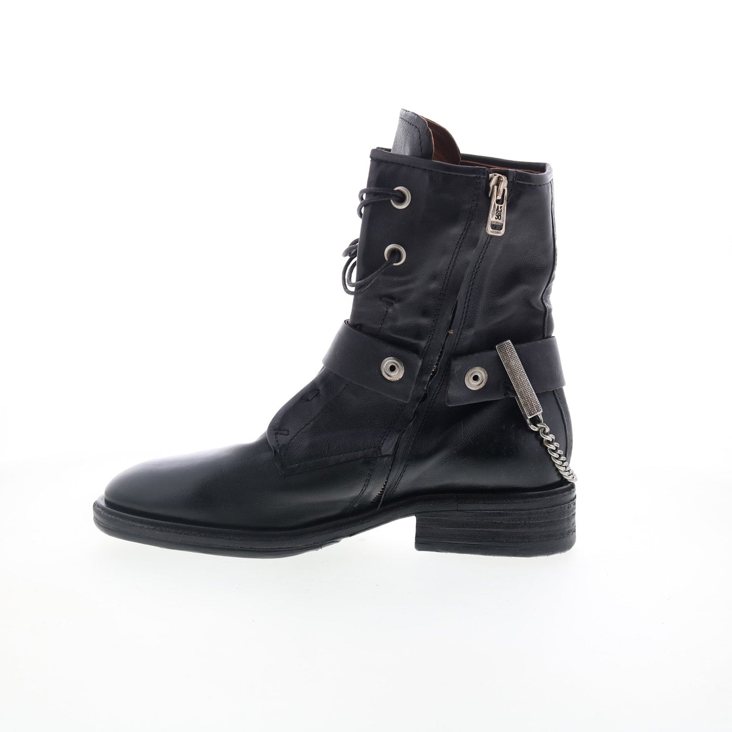 Faust Womens Black Leather Zipper Casual Dress Boots