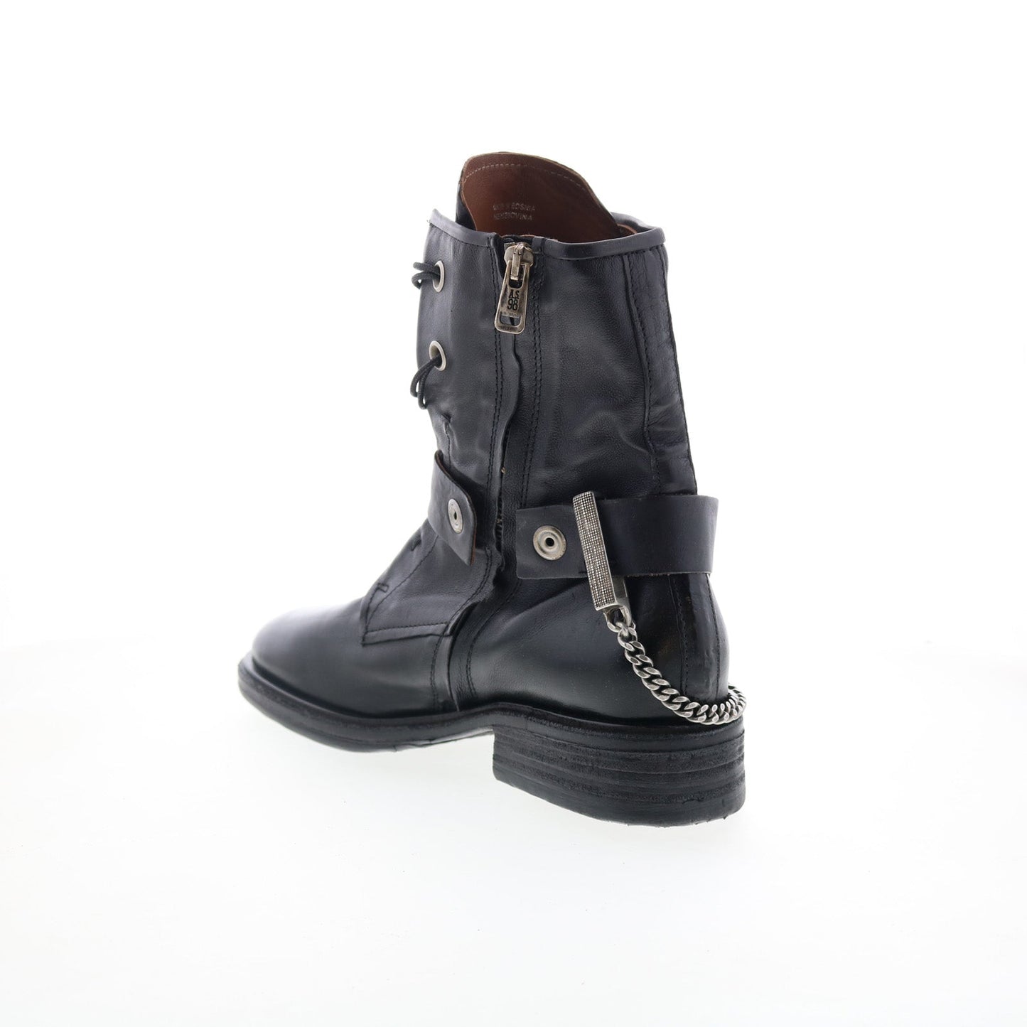 Faust Womens Black Leather Zipper Casual Dress Boots