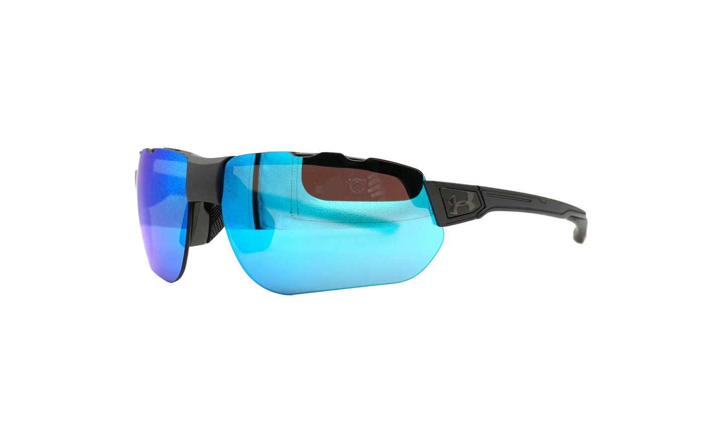 Conquer Sunglasses "Gray Blue Mirror - Satin Carbon / Black Rubber" 8600132 060161