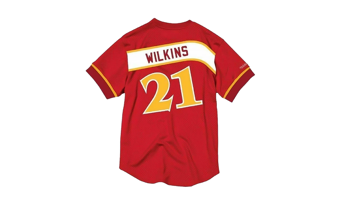 NBA Dominique Wilkins Name & Number Mesh Crewneck Shirt "Atlanta Hawks - Red" BA8X4G AHA R KUP