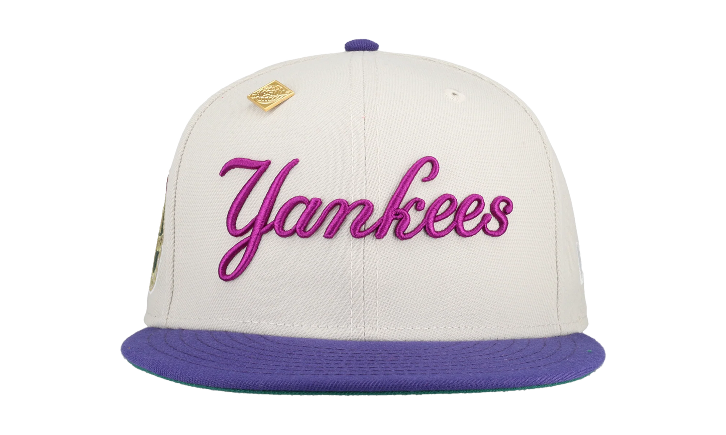 59FIFTY New York Yankees 1962 World Series Patch Fitted Hat "Stone / Purple / Pink" NE338