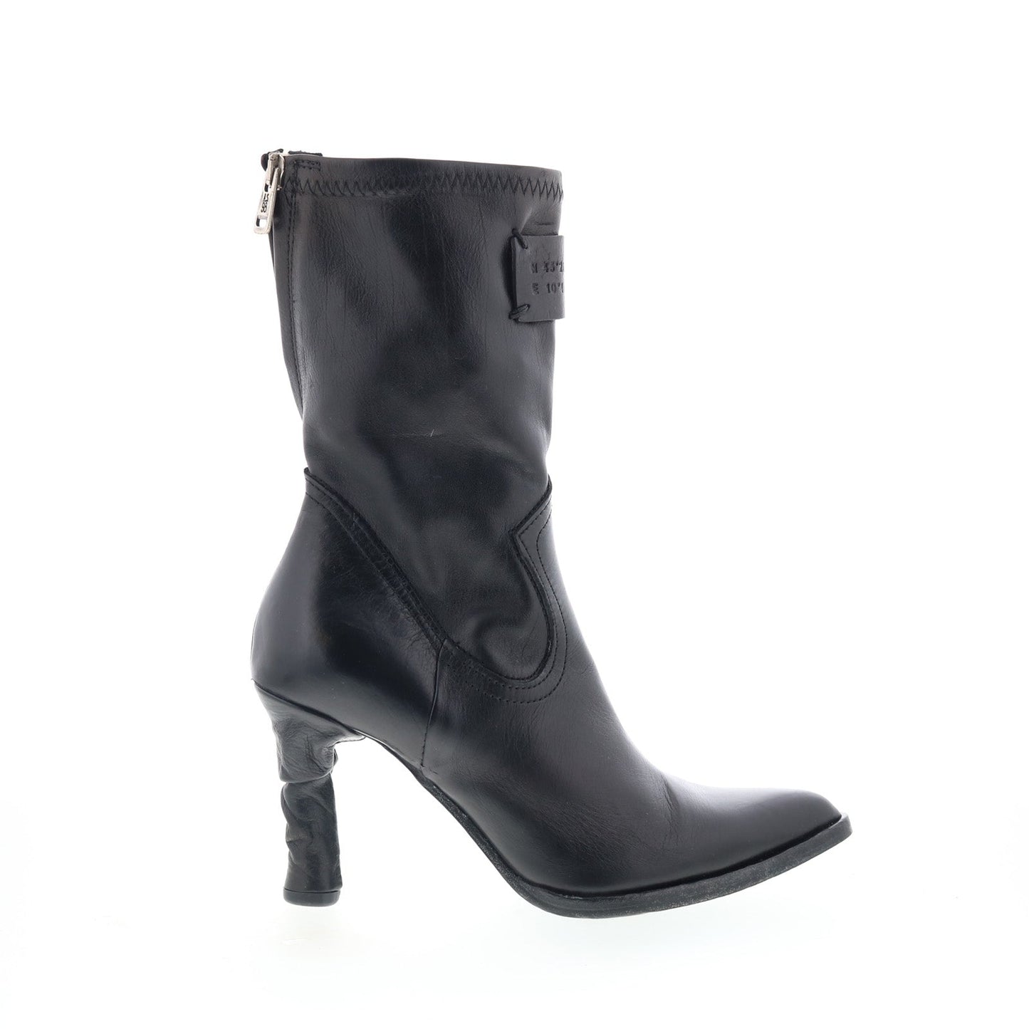 Felicia Womens Black Leather Zipper Ankle & Booties Boots