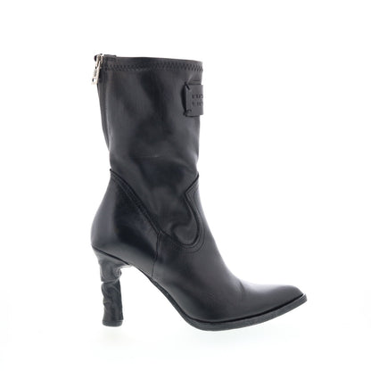 Felicia Womens Black Leather Zipper Ankle & Booties Boots