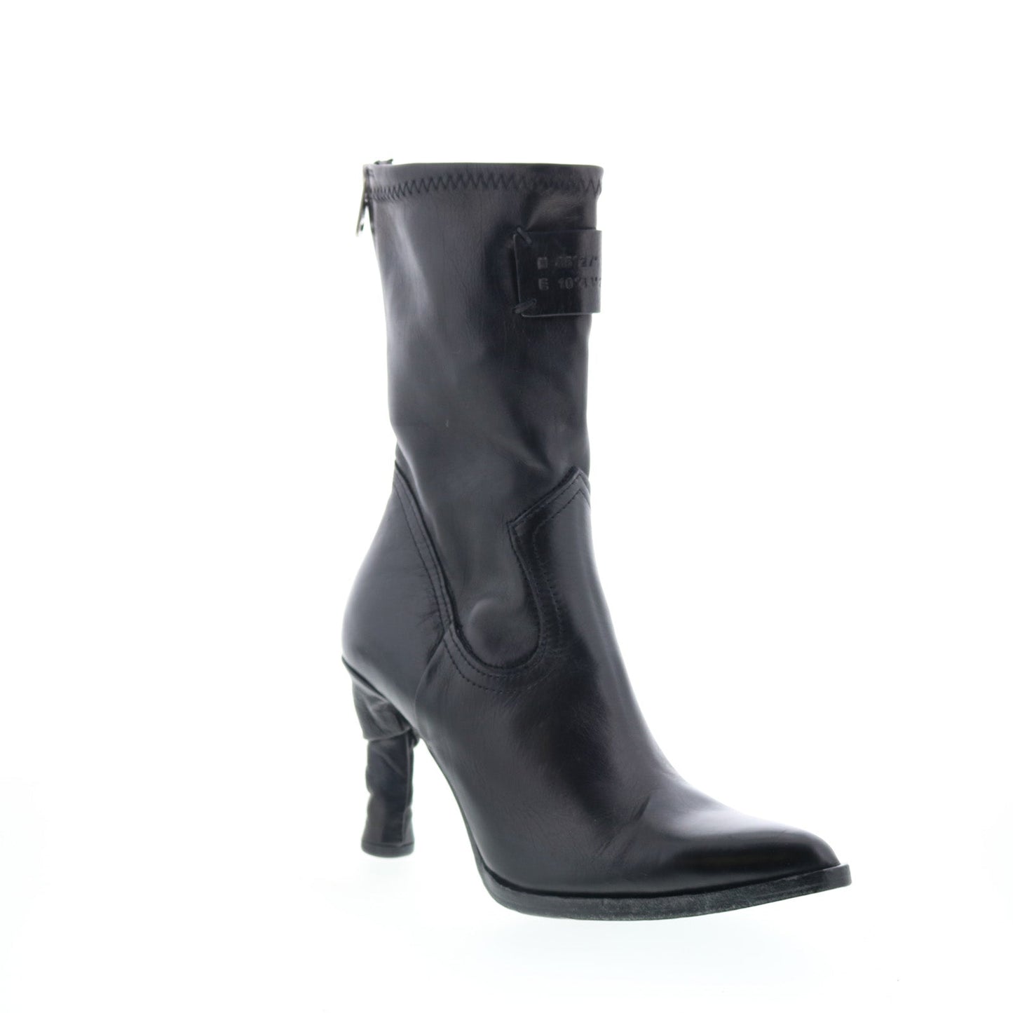 Felicia Womens Black Leather Zipper Ankle & Booties Boots