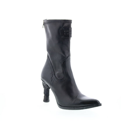 Felicia Womens Black Leather Zipper Ankle & Booties Boots