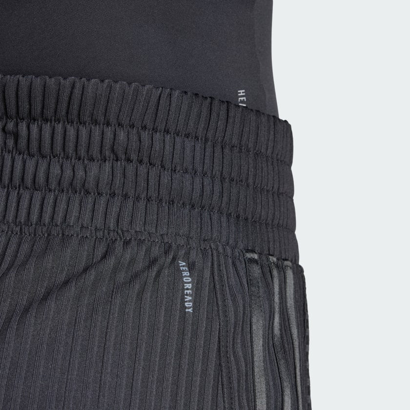 Women's adidas Pacer All Gym Seasonal Rib High-Rise Tonal 3-Stripes Shorts