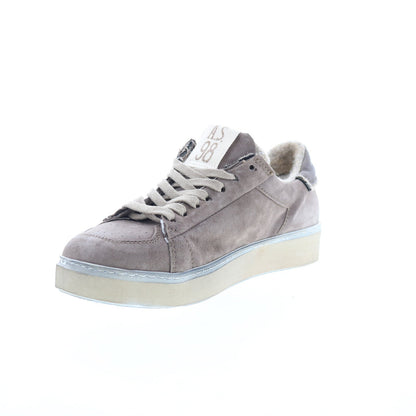 Flanch Mens Gray Leather Lace Up Lifestyle Sneakers Shoes