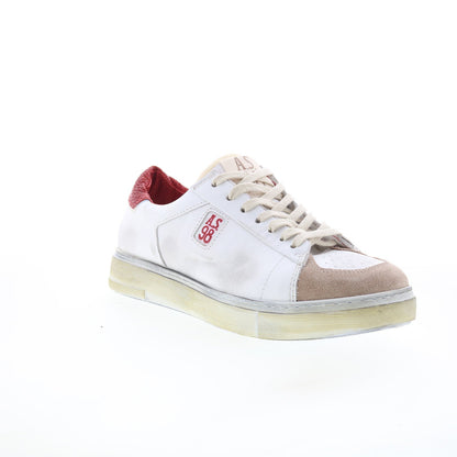 Flanch Mens White Leather Lace Up Lifestyle Sneakers Shoes