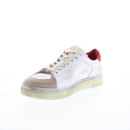 Flanch Mens White Leather Lace Up Lifestyle Sneakers Shoes