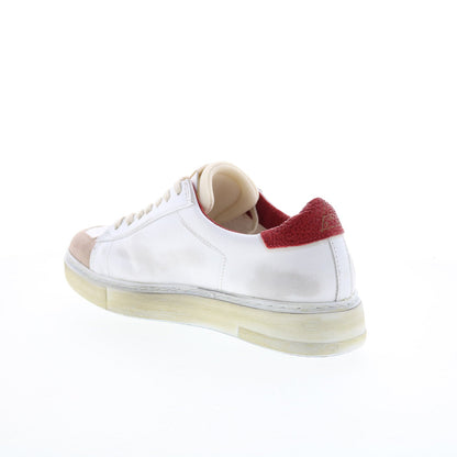 Flanch Mens White Leather Lace Up Lifestyle Sneakers Shoes
