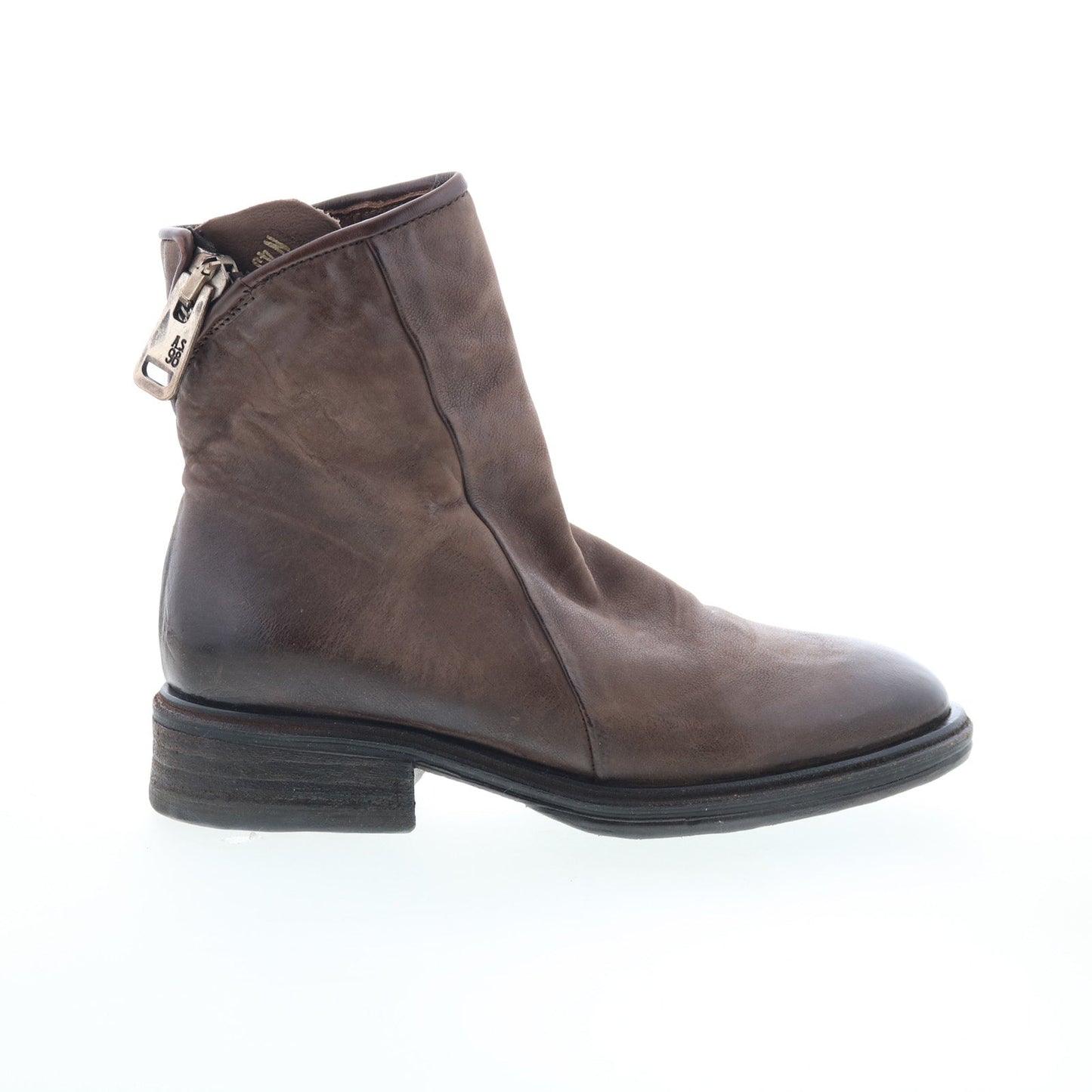 Fleetwood Womens Brown Leather Zipper Ankle & Booties Boots
