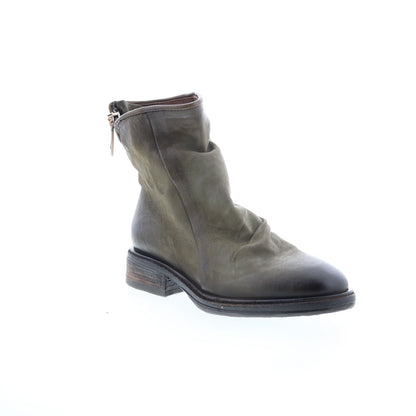 Fleetwood Womens Green Leather Zipper Casual Dress Boots