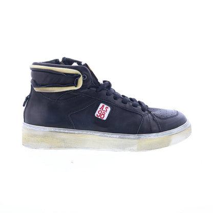 Folie Mens Blue Leather Zipper Lifestyle Sneakers Shoes