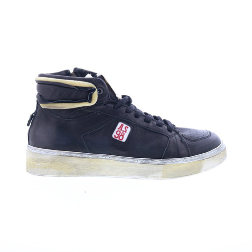 Folie Mens Blue Leather Zipper Lifestyle Sneakers Shoes